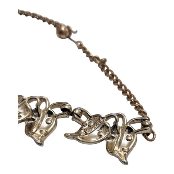 Vintage Kramer Necklace Clip‎ On Earring Bracelet Set Silver Tone Rhinestone - Picture 7 of 7